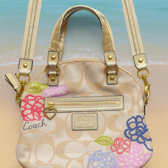 Coach Handbags - Coach Poppy Signsture C Multicolor Floral Zipper Pocket Crossbody Shoulder Bag